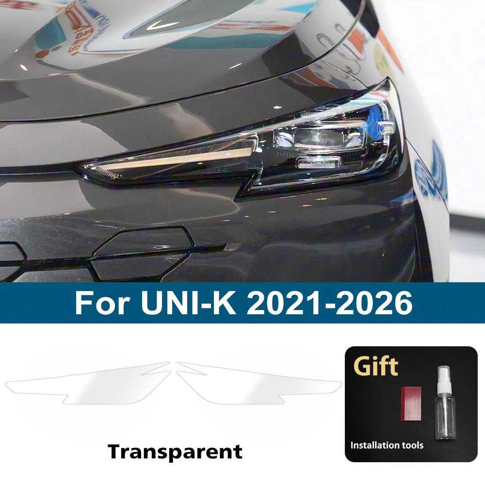 

Для Changan UNI-K UNI-V UNI-T 21-26 Дымчато-черный Защитная пленка на фары автомобиля TPU PPF Высокоглянцевая Заранее вырезанная Антицарапающаяся Виниловая пленка For UNI-K 21-26 CLR