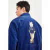 SEPTWOLVES Men's Corduroy Stand Collar Jacket with Wolf Cub Pattern