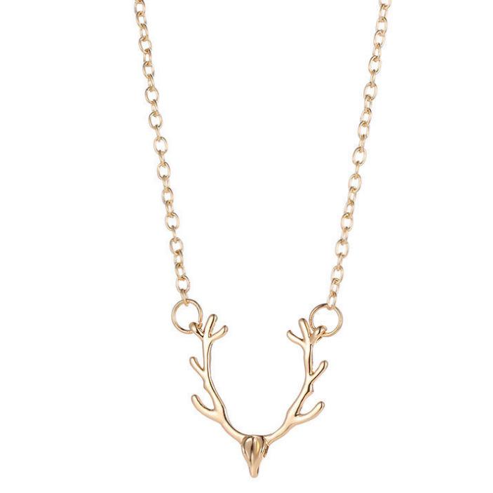 C176 Hot-Selling Christmas Reindeer Antlers Wish Necklace for Women