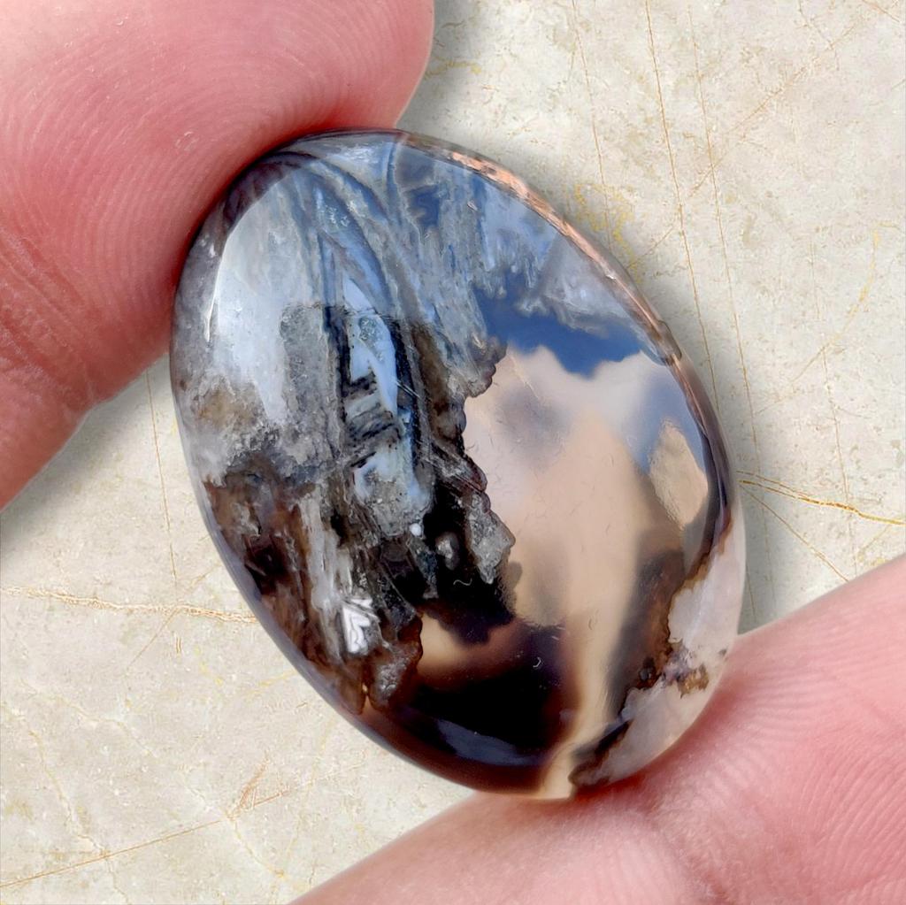 Pendent Size Oval Natural Turkish Stick Agate Cabochon Gemstone, 34.50 Carat, 29x20x5 MM Size Cabochon.