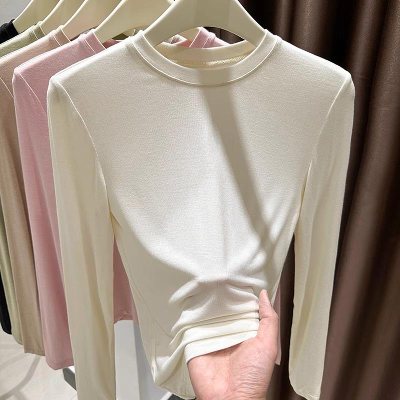 

Женский розовый модальный базовый слой с круглым вырезом - Суперэластичная футболка с длинным рукавом для весны, осени, зимы 2024. S