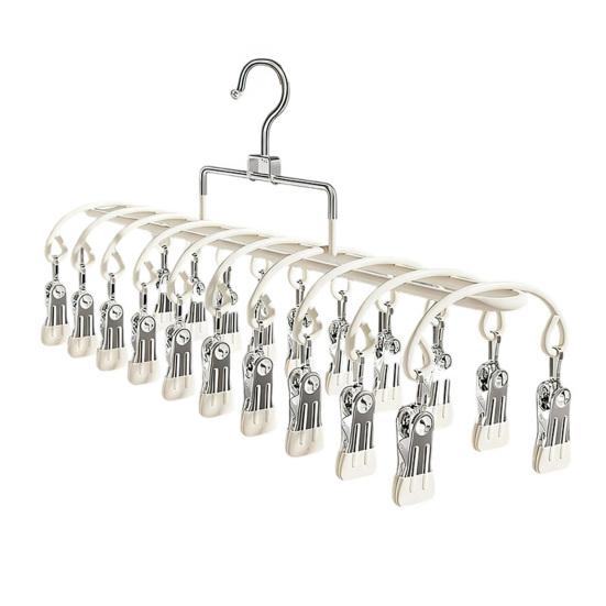 Windproof Clothes Hanger 20 Clips Sock Hanger Stainless Steel Drying Rack for Socks Underwear Baby Clothes Diapers Towels