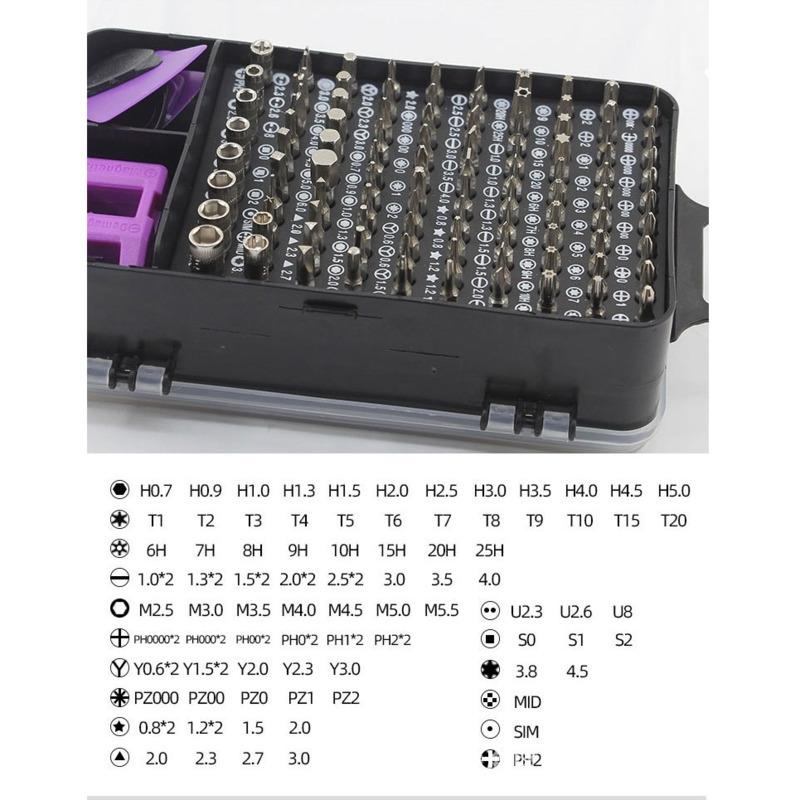 Sada šroubováků 115 v 1 pro opravu počítače Magnetická sada šroubováků pro notebook Sada přesných šroubováků Sada šroubováků s malým nárazem Sada nářadí