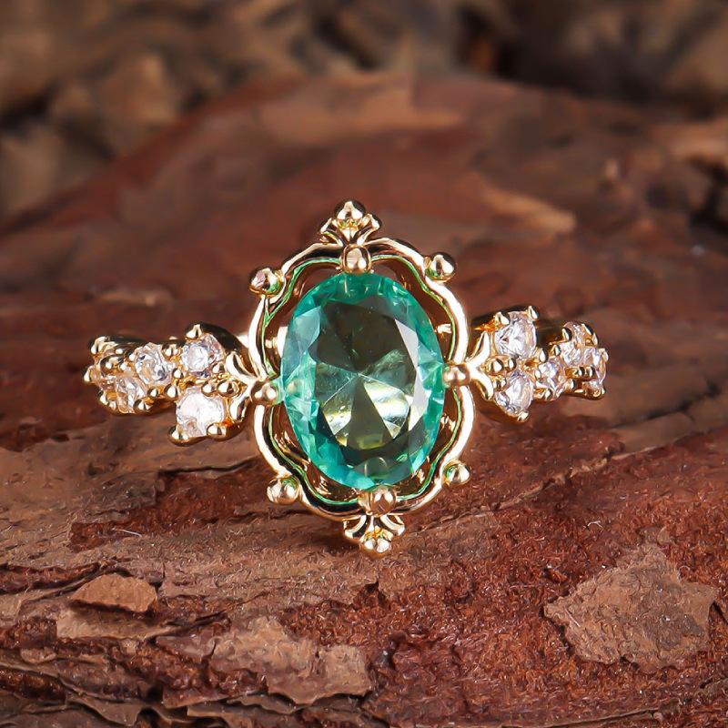 Drop-shaped Inlaid Zircon Ring, Simple and Versatile and American Style Fashionable New Ring