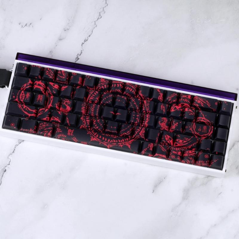 Side Printed Keycaps Intricate Pattern Theme for 60% 68% Mechanical Keyboards Heat Sublimation Printing