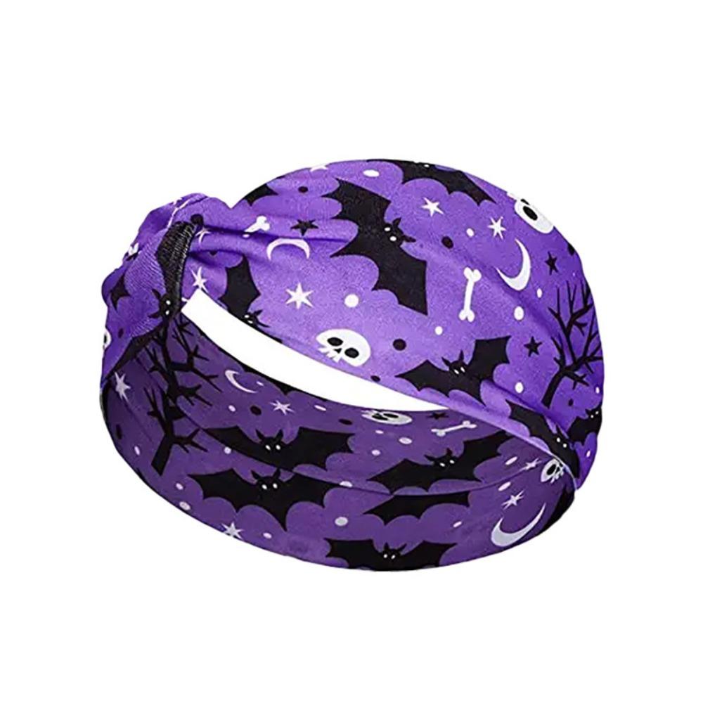 Vintage Knot Elastic Turban Soft Halloween Printed Headband  Hair Accessories