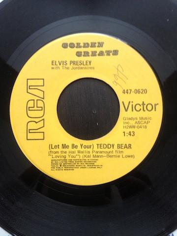 7inch Record ELVIS PRESLEY THE JORDANAIRES  Let Me Be Your Teddy Bear  Lovin 4470620 RCA Victor  Canada Rock Used