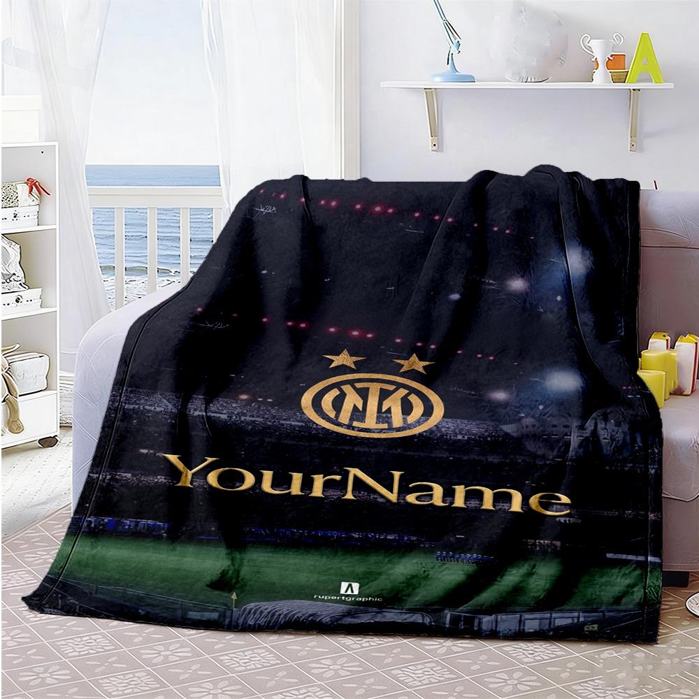 Inter Milan Personalized Name Blanket Cozy Personalized Blanket Warmthful Decor Throw For Sofa Chair Bed Livingroom Ideal for All Seasons