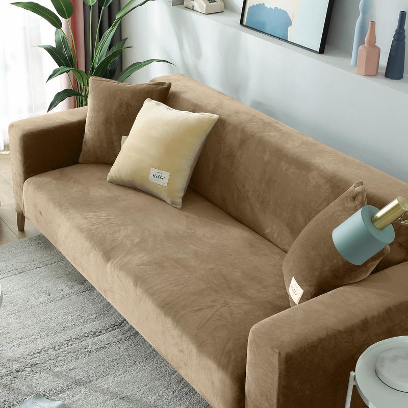 1/2/3/4 Seat Velvet Fabric Sofa Cover Elastic Sectional Couch Cover L Shape Sofa Case Armchair Sofa Case For Living Room Home