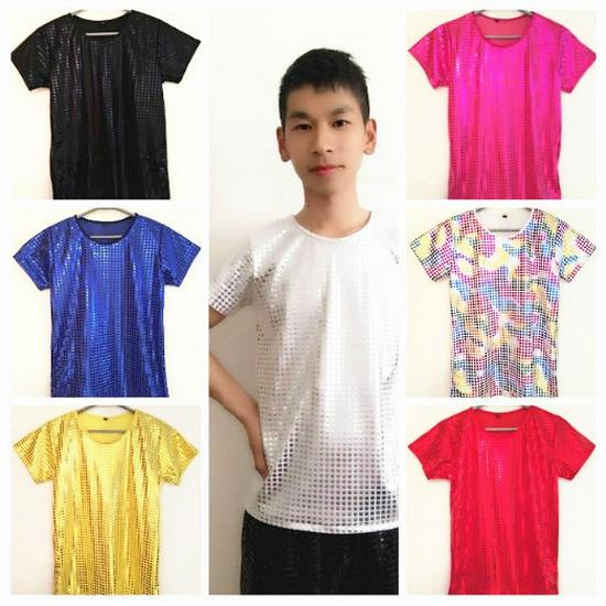 Unisex Sequin Stretch Performance Jazz Dance T-Shirt
