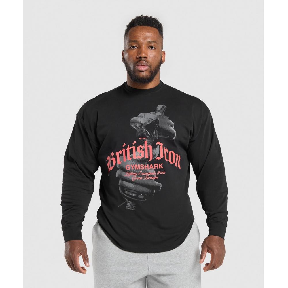 

Gymshark BriTish Iron Long Sleeve T shirT Black A7a1q Bb2j XS