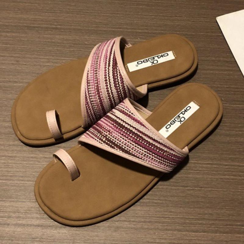 

Fashion Retro Square Toe Design Flat Slipper Women Casual Sexy Clip Toe Brand Flip Flop Summer Comfort Soft Bottom Vacation Beach Sandal 35 розовый