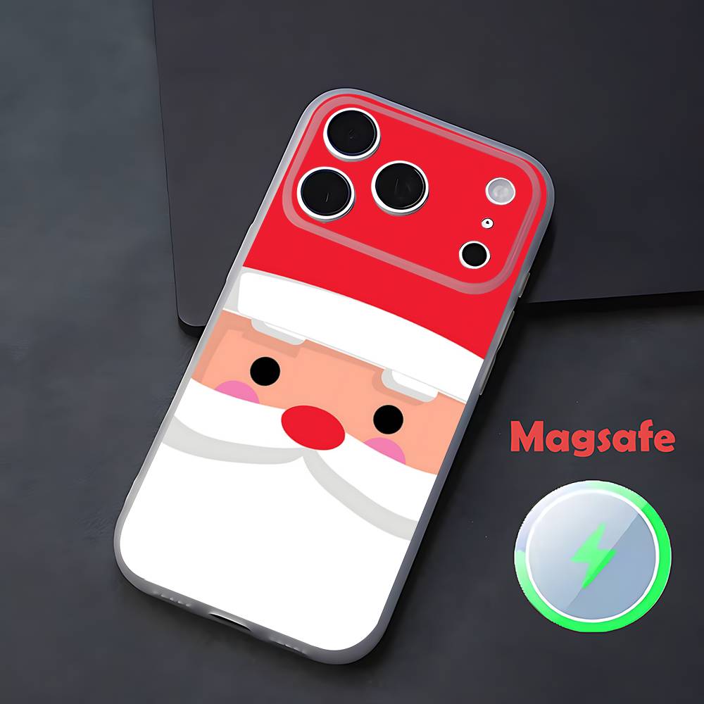 Christmas Santa Claus Phone Case For iPhone 17,16,15,14,13,12,11 Pro,Max,Plus,Mini,Air,E Magnetic Magsafe Frosted Transparent