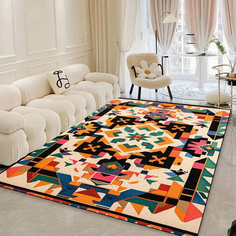 Retro Living Room Carpets Large Area Home Decor Light Luxury Bohemian Colorful IG Ethnic Art Style Soft Bedroom Bedside Rug