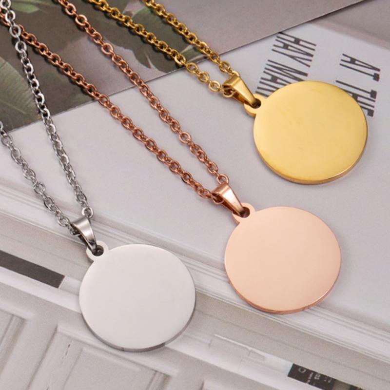 10pcs Stainless Steel chain round Tag Necklaces Blank Mirror Polished for Engraving Statement Jewelry Making Metal Circle