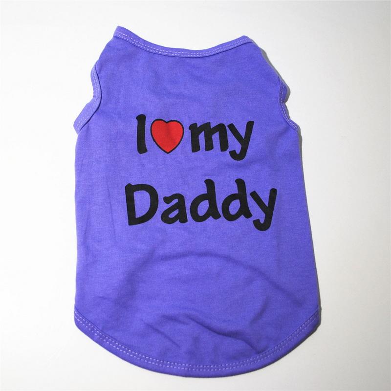 

Хлопковый жилет для щенков с буквенным узором «Love Daddy Mommy» для маленьких собак и кошек, весенне-летняя футболка, однотонная одежда без рукавов L(Love Daddy) светло-фиолетовый