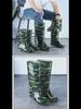 Men's Camouflage Waterproof Rain Boots with Velvet Lining - High/Mid/Short-Top Rubber Shoes for Construction, Kitchen, and Fishing