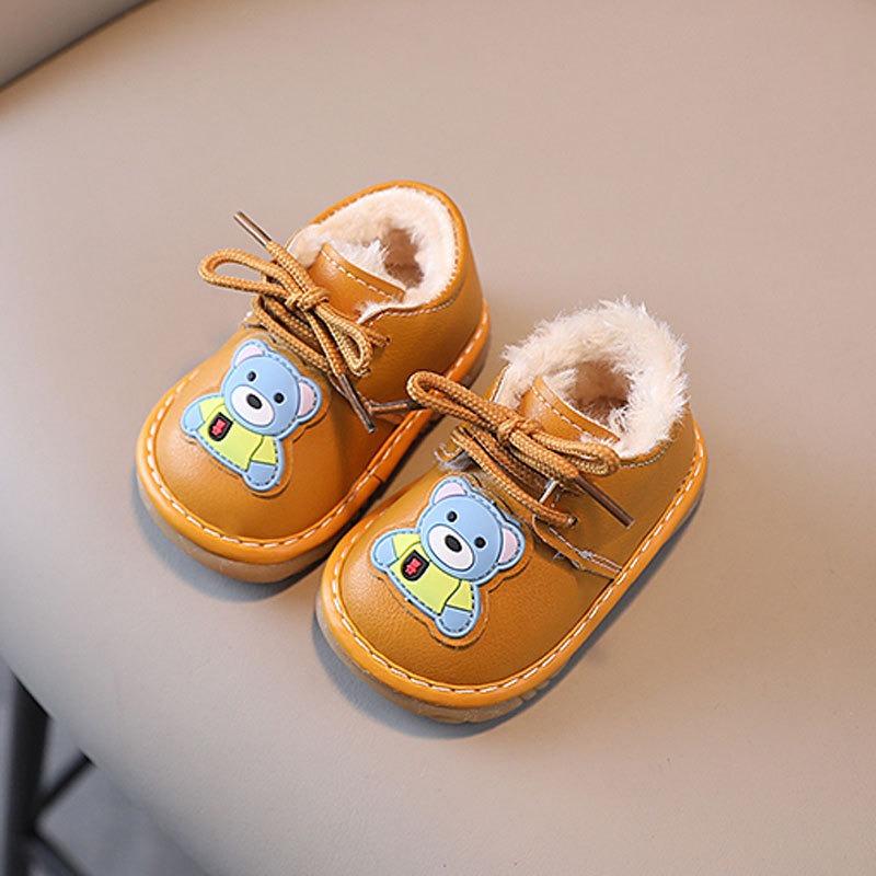 Baby Winterstiefel für Jungen & Mädchen im Alter von 1-3 Jahren Fleecegefüttert & Verdickt Weichsohlige Quetschschuhe für Kleinkinder