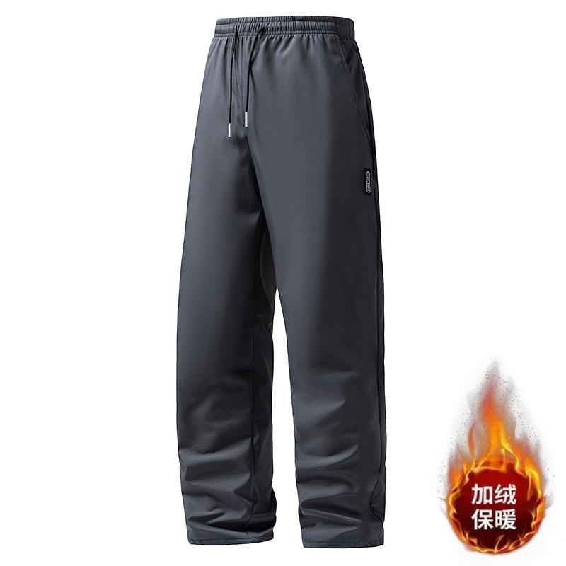 Casual pants men's autumn and winter large size fleece thickened straight business sports trousers