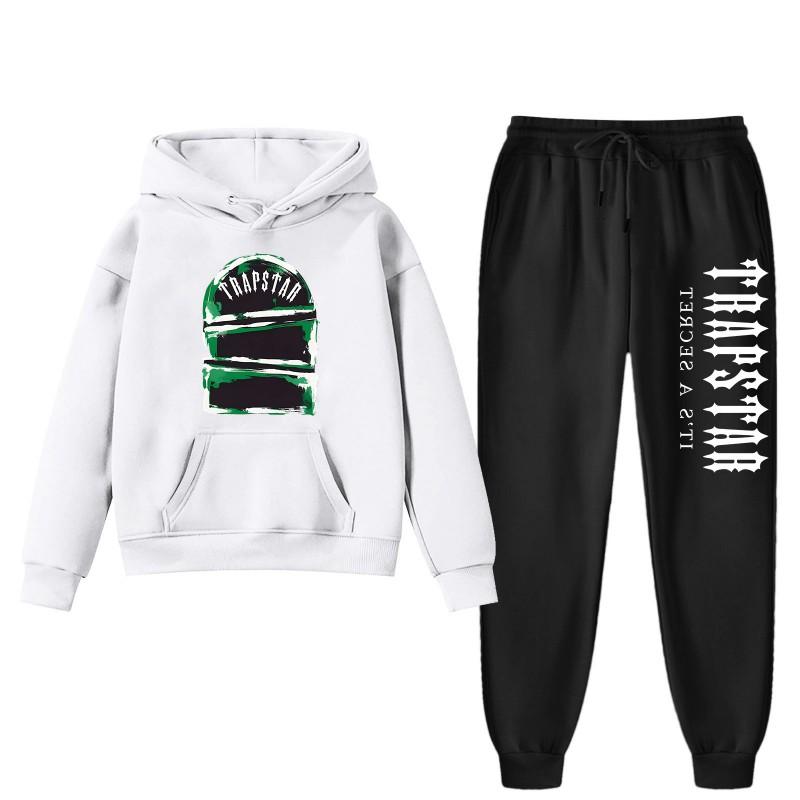 Womens Winter Casual Hooded Sweatshirt Pants Set With Print Loose Fit Streetwear