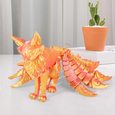 3D tištěná liška Ornament Devítiocasá figurka lišky s kloubovými ocasy a končetinami Zvířecí akční figurka Flexibilní hračka pro úlevu od stresu