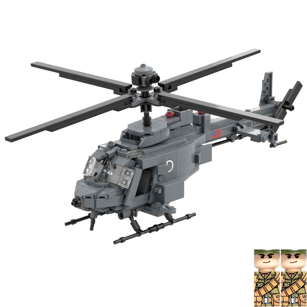 OH-58D Leichter bewaffneter Aufklärungshubschrauber Militärische Waffen Baustein Spielzeug Steine Modell mit 2 Soldaten Neue Geschenke