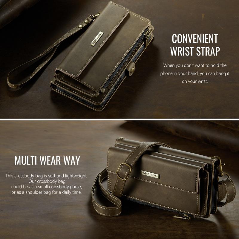 Husă de telefon din piele cu clapetă și șnur lung pentru Samsung Galaxy S25 FE S24 Ultra S23 Plus S22 S21 S20 A17 A16 A56 A15 A55 A14 A54 A13 A53 cu portofel cu fermoar