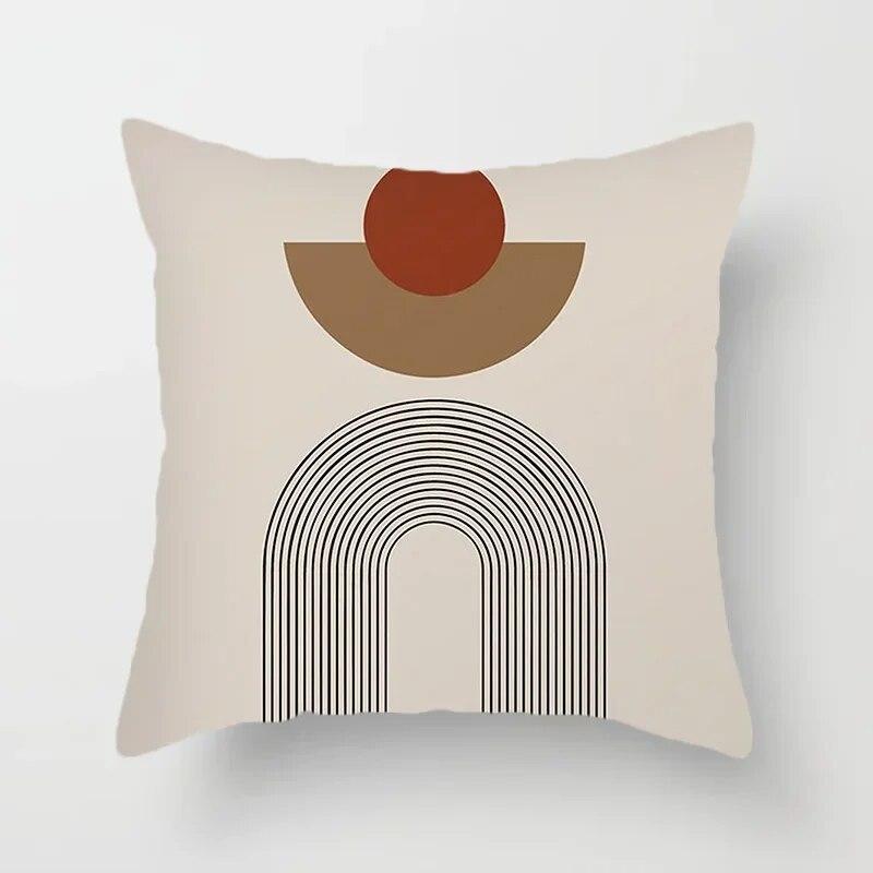 Creative Abstract Line Pattern Cushion Cover Home Decor Pillowcase Sofa Decoration Bird Peach Skin