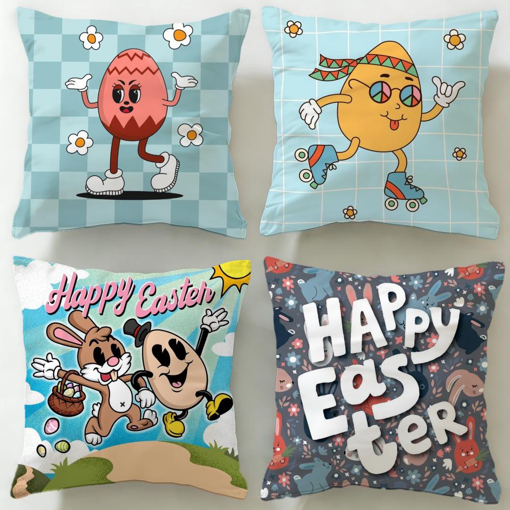Classic Holiday Easter Day Cushion Cover Soft EasyWash Pillow Case Versatile for Couch Bed Travel and Office