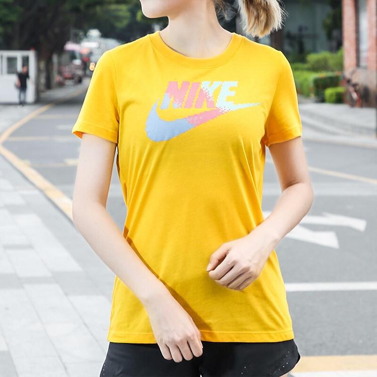 Nike Sportswear Short Sleeve T-Shirt Women Tops Yellow CQ0961-739