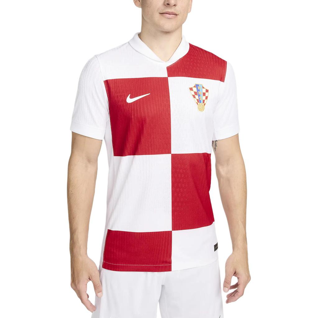 Nike Croatia 2024/25 Match Home Sweat-Wicking Short-Sleeve Football Jersey Men Tops White University-Red FV1738-100