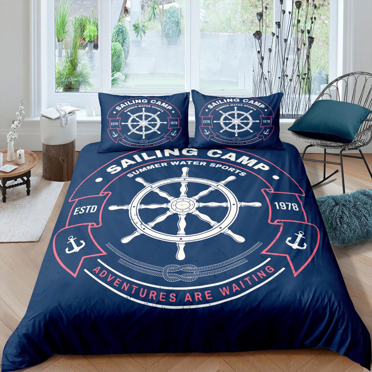

Comforter Home Textiles Luxury 3D Anchor Print 2/3 Pcs Bedding Set Full Queen King Size Comforter (quilt)-EU Single(135*200cm)3pcs