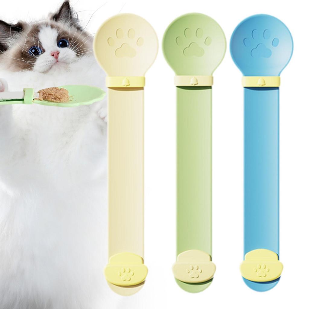 Cat Strip Squeeze Spoon Paw Shape Portable Lickable Cat Treats Spoon Multi Use Pet Food Spoon for Cat Kitten Puppy Wet Food