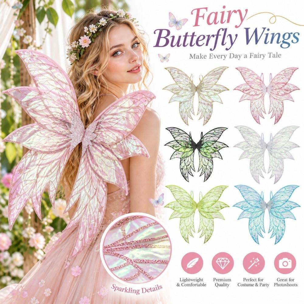 Iridescent Fairy Wings Layered Silhouette Angel Wings Dress Up Wings for Children and Adults
