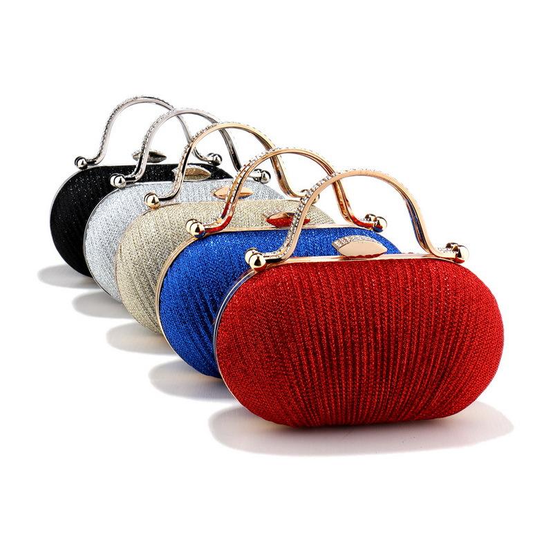 Tianjingeerlishangmaoyouxiangongsi Women's Blue Glitter Evening Bag Sparkly Handbag With Chain Shoulder Bag For Pleated Clutch Purse For Wedding Prom Party