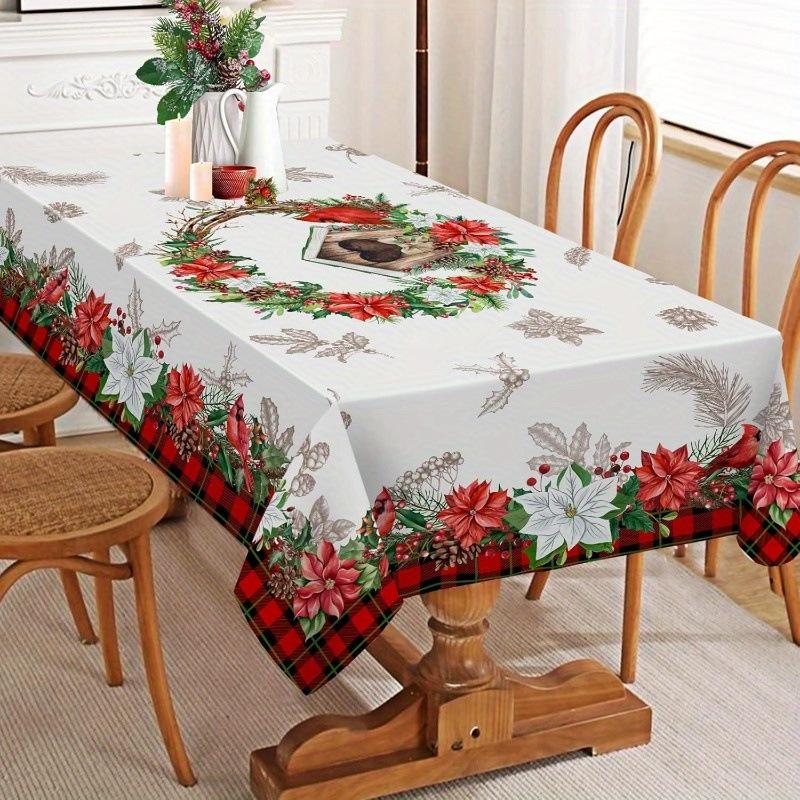 Waterproof Christmas Tablecloth Digital Print Kitchen Dining Table Decor Washable Holiday Home Decor