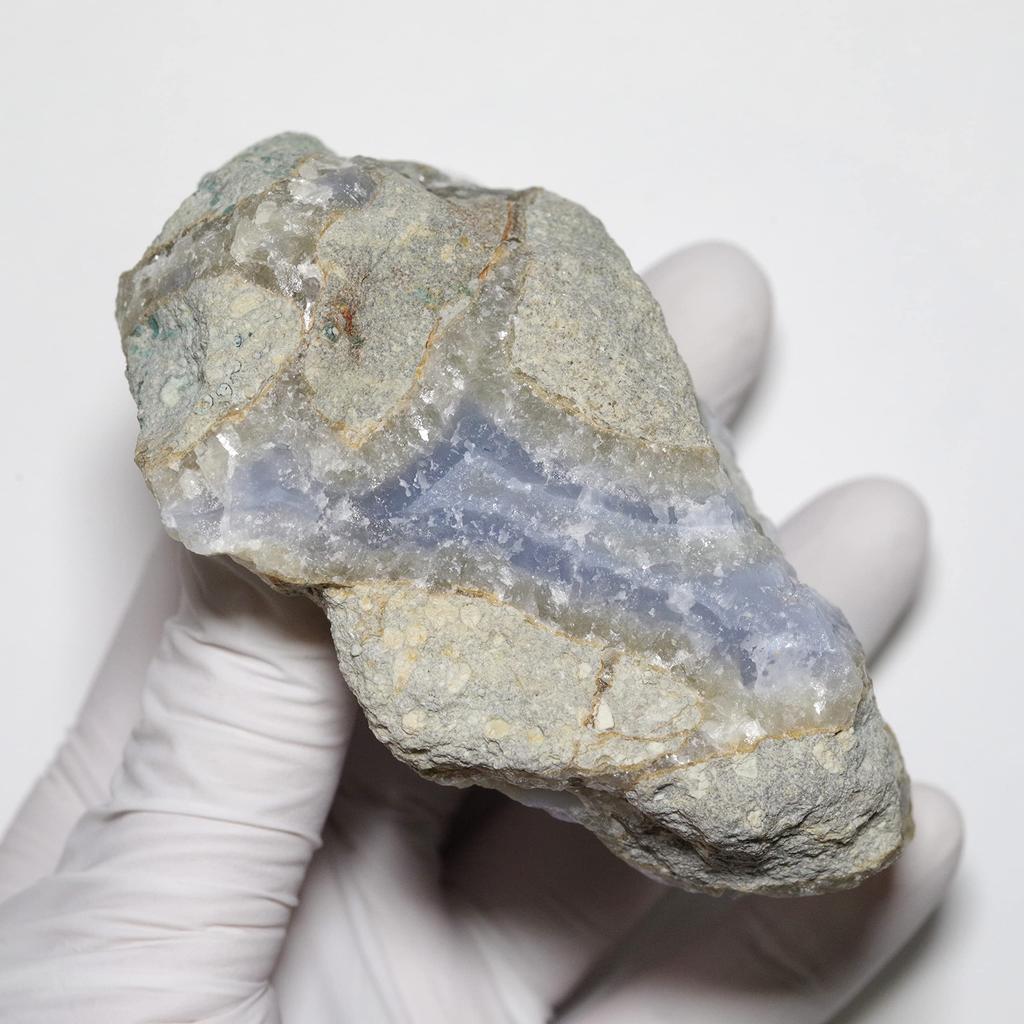 [N2 Stone Natural] Natural Mineral Blue Lace Agate Geode / Crystal | (31 | "One of a Kind" Approx. 398g, 96x81x47mm)
