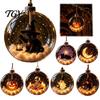 Spooky Pumpkin Ball Decor Halloween Clear Hanging Decoration, Glowing Sphere Ornament with Skeleton, Transparent Pumpkin, Spider Web, Black Cat Decor,