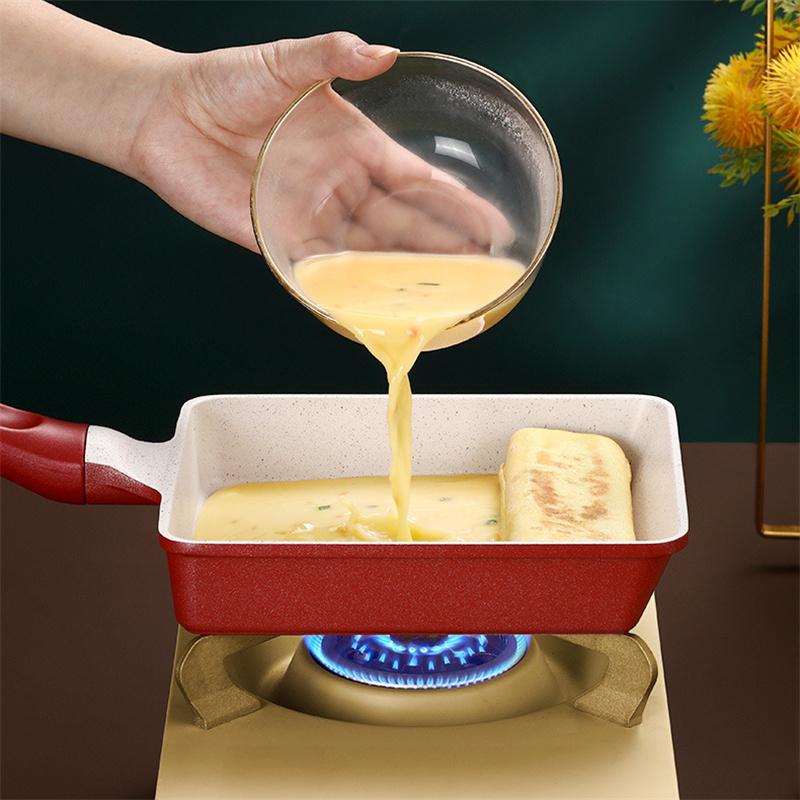 Patelnia do omletów kuchennych Mini patelnia do rondla Tamagoyaki z powłoką zapobiegającą przywieraniu Prostokątna patelnia do smażenia Domowe zachodnie śniadaniowe garnki do gotowania na wszystkie kuchenki