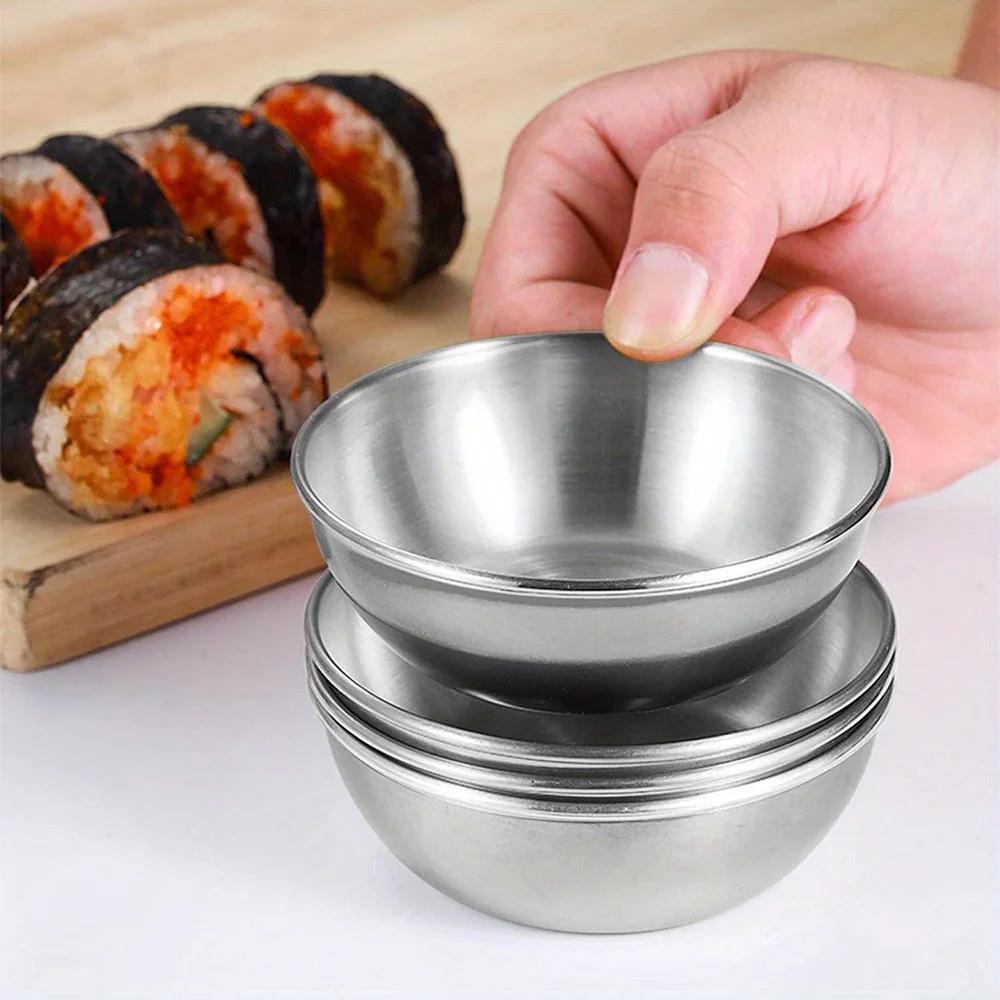 3/6 ks Nerezové stříbrné zlaté misky na omáčku, předkrm, koření, servírovací misky, sady, podnos, talířky na koření, kuchyňská sada nádobí