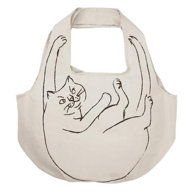 ROOSHOPPER Eco Bag Recycled Cotton Large Capacity Cat Pattern 1188 02 High [Roothopper] EU.Round.Bra Sagarineko-A Women's