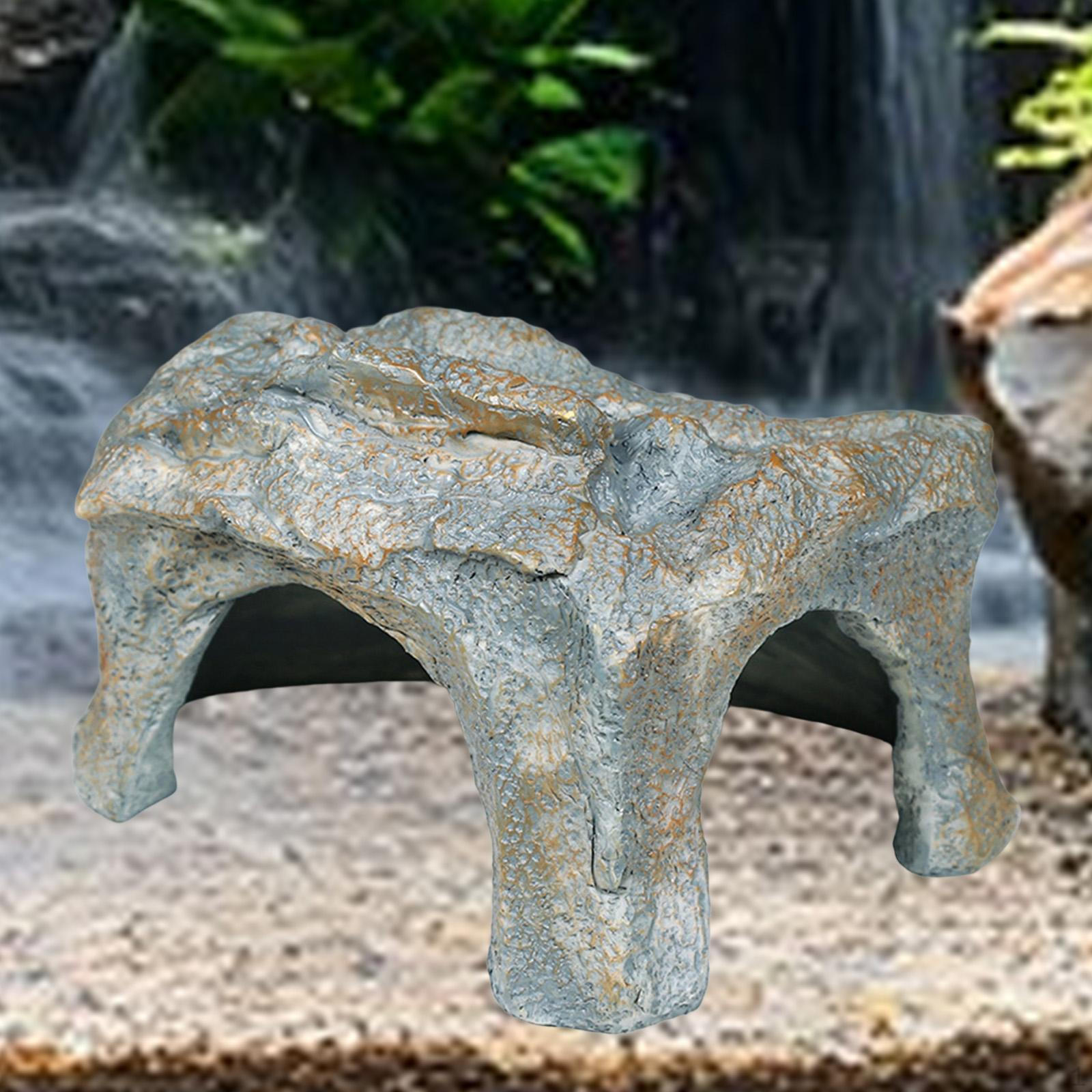 

Reptiles Hideout,Fish Tank Decoration Accessory Terrarium Habitat Decor Aquarium Fake Rock Cave
