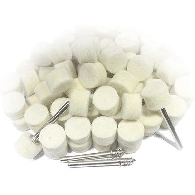 100 Piezas Brocas de Pulido de Fieltro de Lana de 13 mm - Perfectas Para Herramienta Rotatoria - Incluye 4 Piezas de Vástagos de Conexión de 1/8