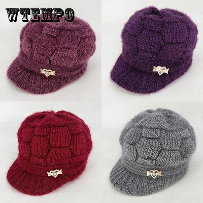 Duck Tongue Hat, Winter Women's Hat with Plush and Thick Yarn Hat Fashionable