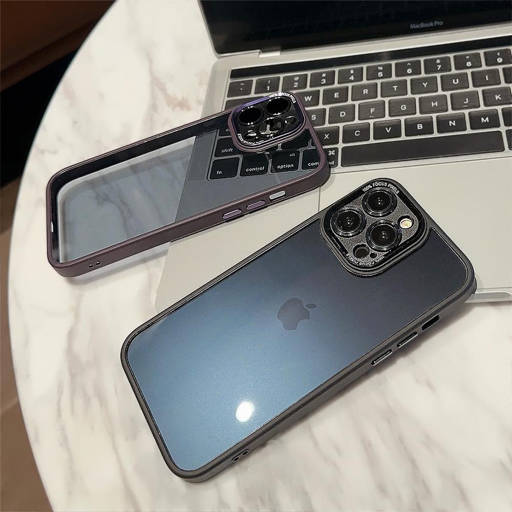 Metal Lens iPhone 15 Suitable for 14promax iPhone Case 13 Simple 11 Anti Drop 12 Transparent