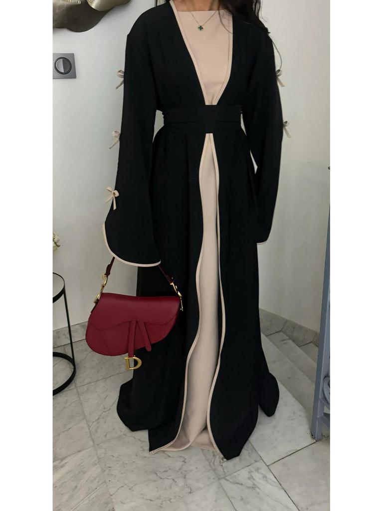 Pure Beauty Bow Long Robe Dress Abaya - Loriya 2025, Europe, America & Middle East Style, Model LR962