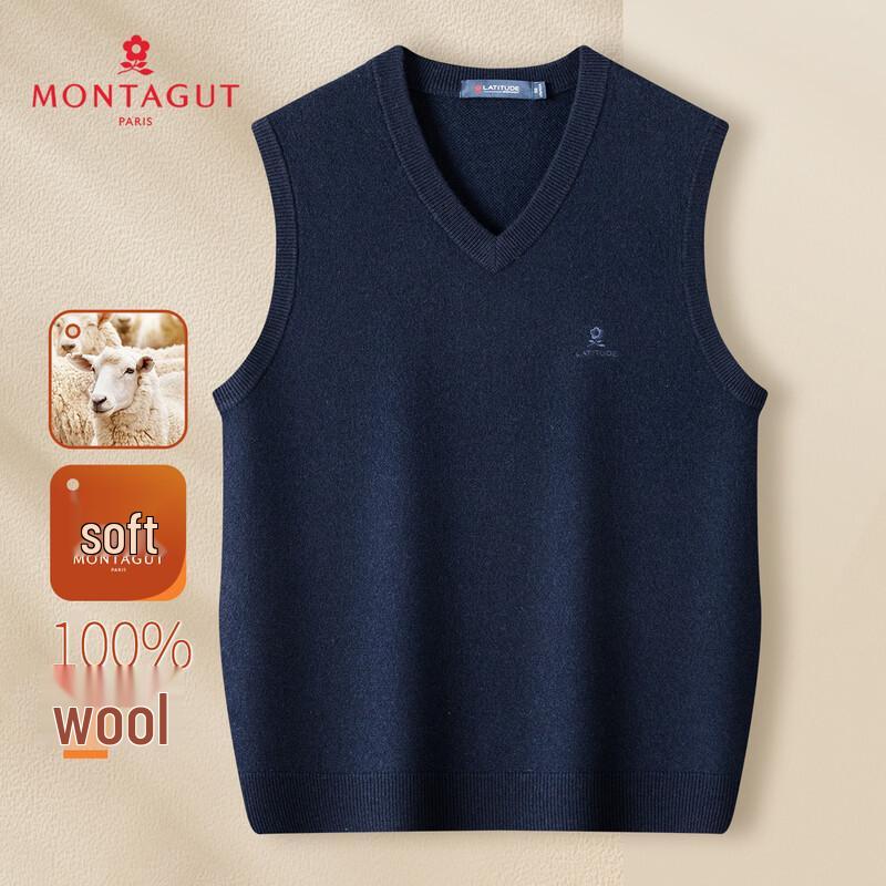 

MONTAGUT Men s 100% Merino Wool V-Neck Sweater Vest 56