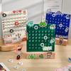 Desktop Permanent Calendar with Wood Stand ABS Permanent Countdown Calendar with 3 Rings for Office Desk Date Reminder