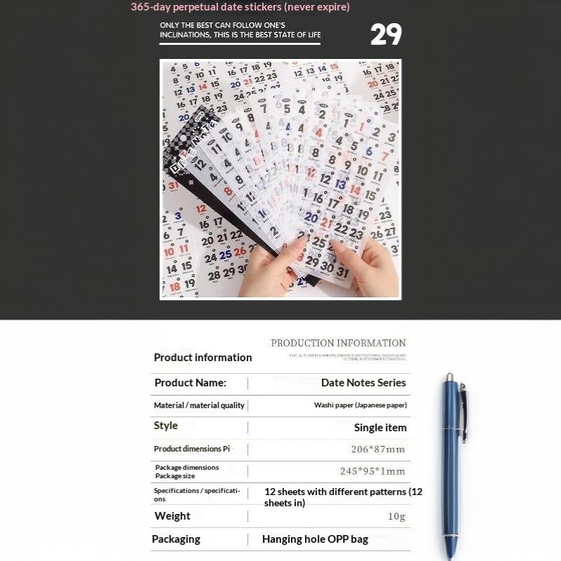 365 Dni Etykiety z Datą Naklejki dla Zwierząt - Wodoodporne Naklejki Wycinane do Planera Dziennika Scrapbookingu Dekoracja Ręcznego Konta DIY