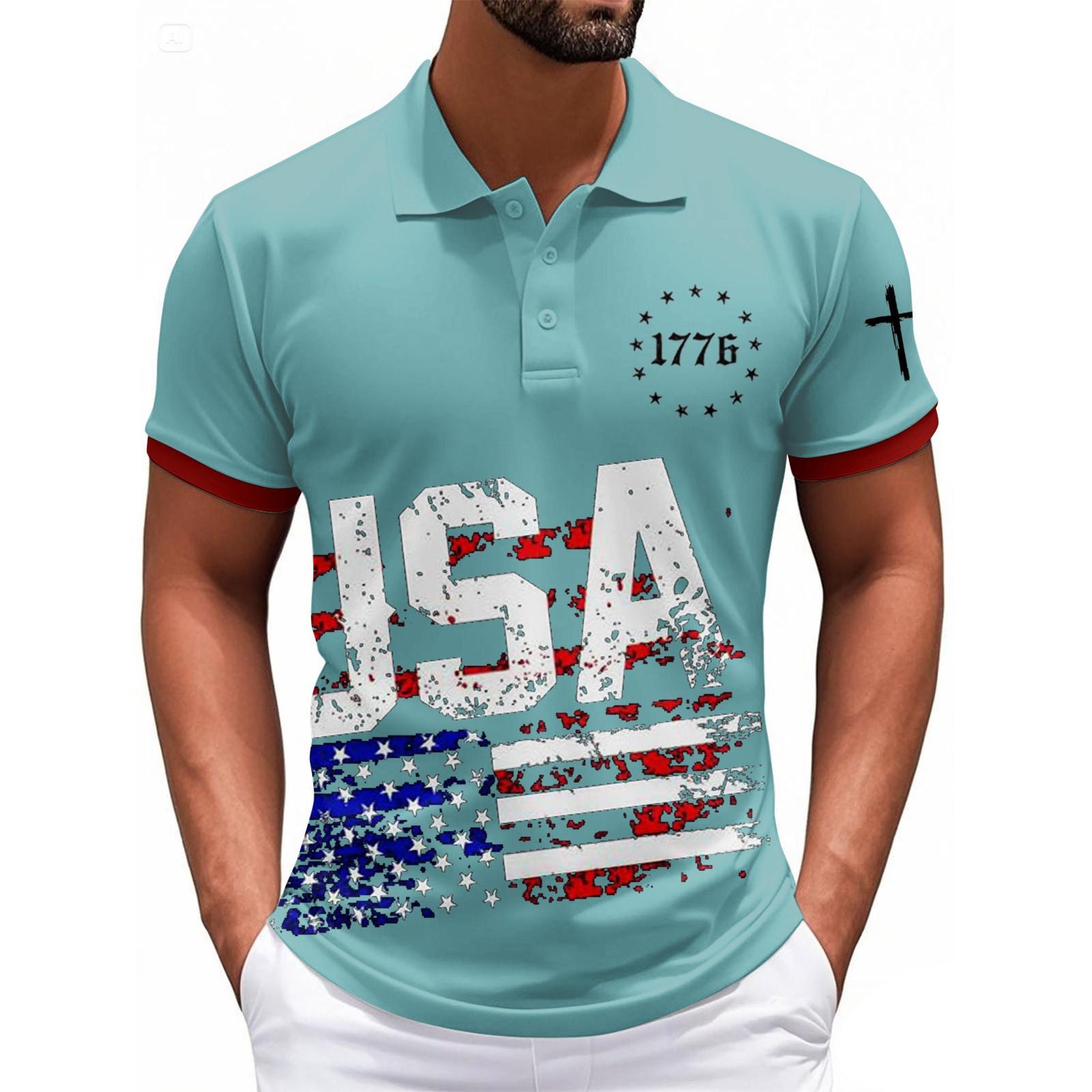 

Модный мужской повседневный топ с коротким рукавом и принтом «День независимости» XL